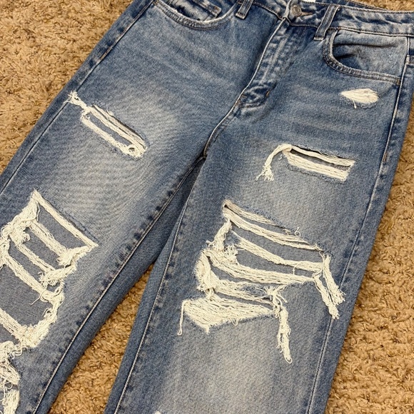 Flying Monkey Jeans High Rise Distressed Flare Light Wash Torn Women's 28 - Picture 4 of 10